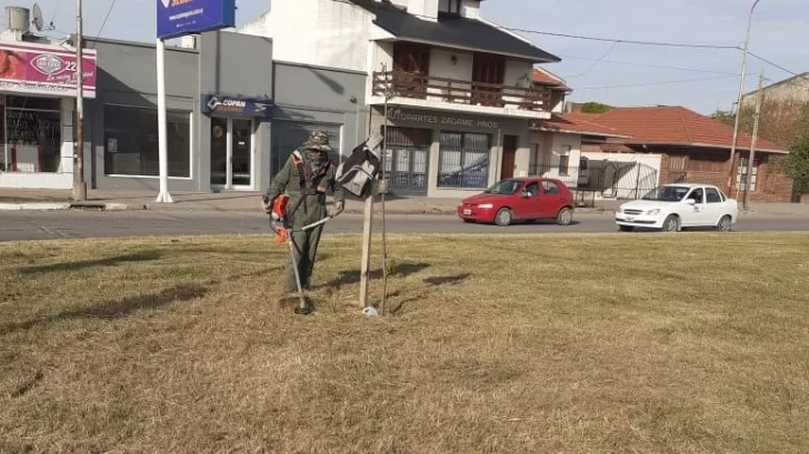 Realizan corte de césped y avanzan en embellecimiento urbano