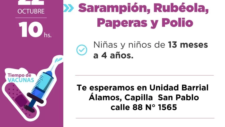 Vacunación contra Sarampión, Rubéola, Paperas y Polio en Loa Alamos