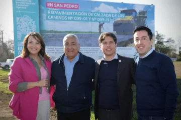 Kicillof y Salazar recorrieron los avances de las obras de repavimentación de la ruta provincial 1.001