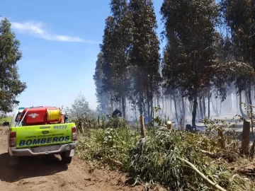 Incendio en un campo de la ruta 86