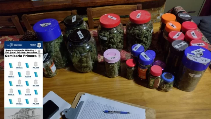 Aprehenden a una mujer que tenía en su poder 25 frascos de marihuana
