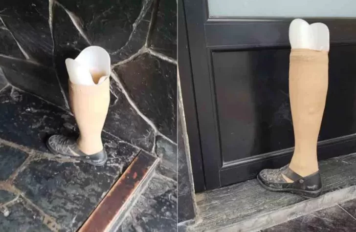 Insólito: se olvidaron una pierna ortopédica en la puerta de un salón de fiestas