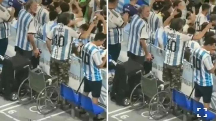 Fue a ver a la Selección en silla de ruedas y terminó festejando el triunfo parado