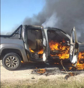 Se incendió una camioneta en Ruta 86