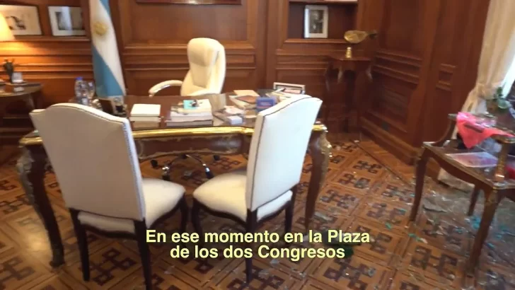 Video: Cristina Kirchner mostró los destrozos en su despacho del Senado: “Inmensa pena”