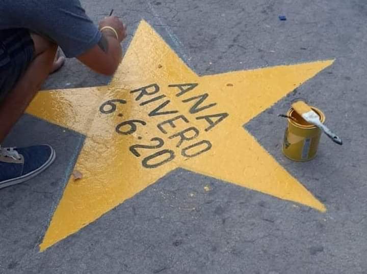 Repintaron la estrella amarilla, a un año del accidente que provocó la muerte de Ana Rivero
