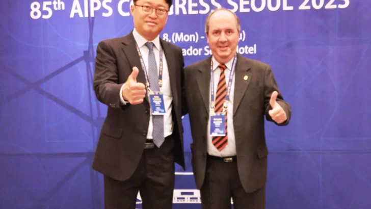 El necochense Santiago Veiga participó del Congreso Mundial de AIPS en Seúl