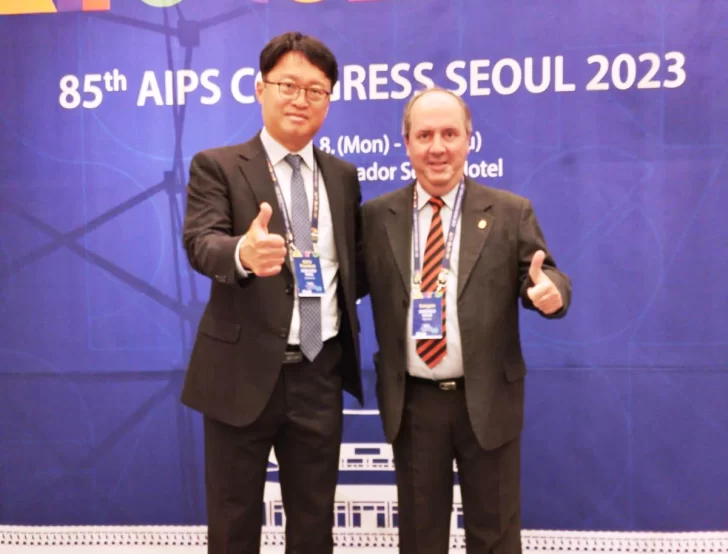 El necochense Santiago Veiga participó del Congreso Mundial de AIPS en Seúl