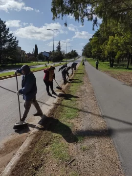 Trabajos de mantenimiento en la bicisenda de avenida 10