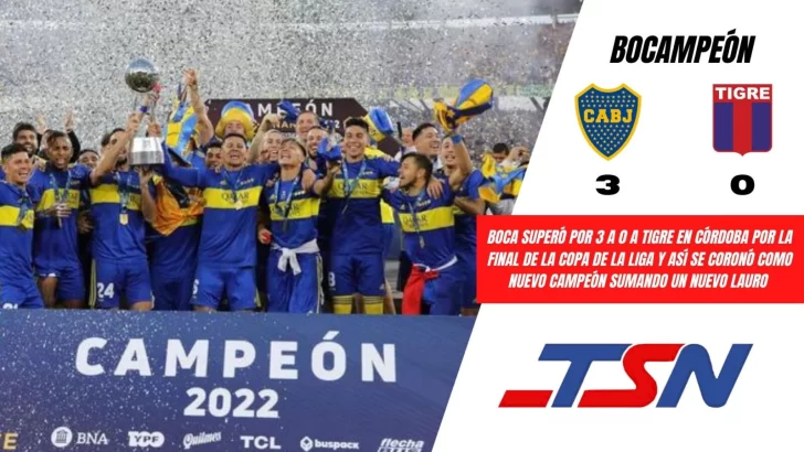 Boca es campeón de la Copa de la Liga al ganarle la final a Tigre por 3 a 0 en Córdoba