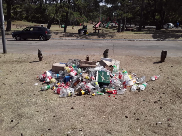 Debieron limpiar el parque después de los festejos de año nuevo