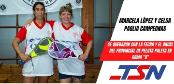 La dupla Marcela López/Celsa Paglia de Huracán de Necochea campeonas provinciales de pelota paleta