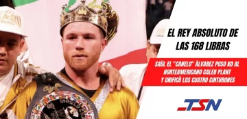 El Canelo Álvarez unificó los cuatro títulos al derrotar a Caleb Plant  e hizo historia al ser el primer latino en lograrlo