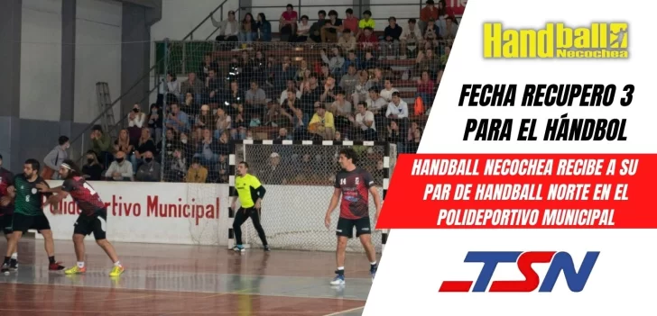 Handball Necochea recibe a Handball norte en el Polideportivo Municipal