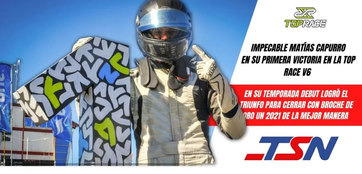 Matías Capurro logró su primer triunfo del año en su temporada debut en el Top Race V6