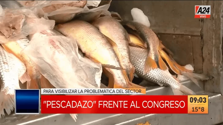 Realizan un “pescadazo” en el Congreso para visibilizar la problemática del sector