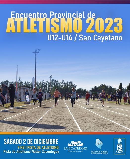 San Cayetano será sede del Encuentro Provincial U12 y U14 de atletismo