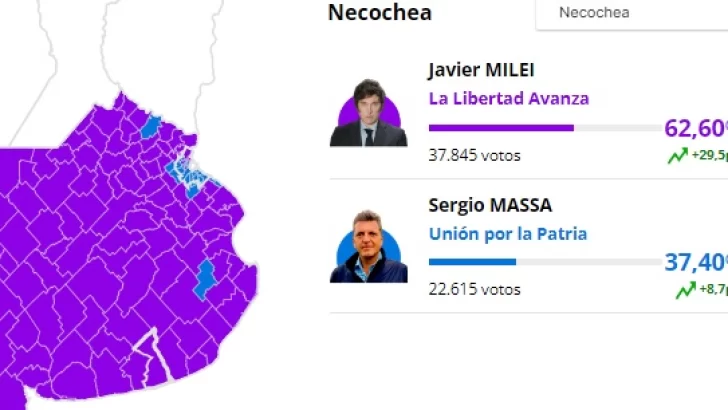 En Necochea Milei obtuvo el 62.60% de los votos