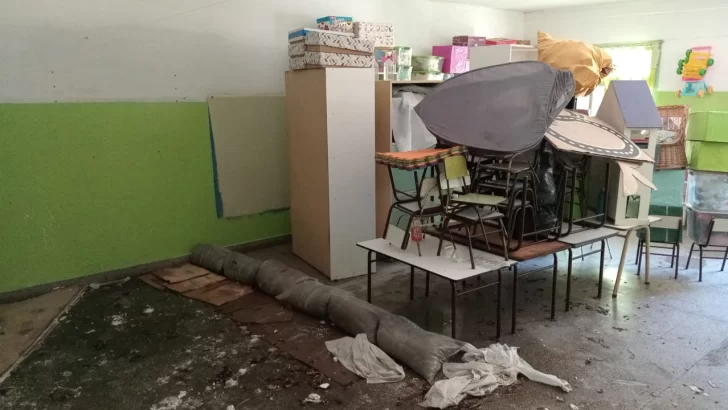El temporal de ayer provocó serios daños en la Escuela Almafuerte