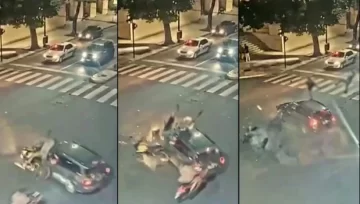 Video: un muerto y tres heridos en un impactante choque en La Plata entre dos motos y un auto