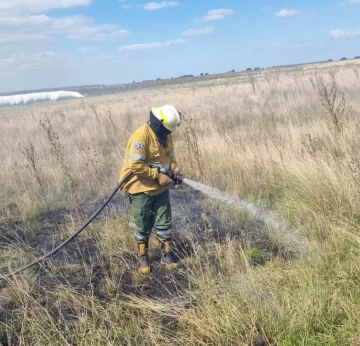 Incendio en campo lindero a la ruta 55