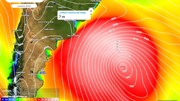 Alerta de ciclón extratropical y mar de fondo en el Oceáno Atlántico