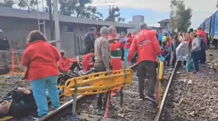 Un tren de la línea San Martín chocó con otra formación y descarriló