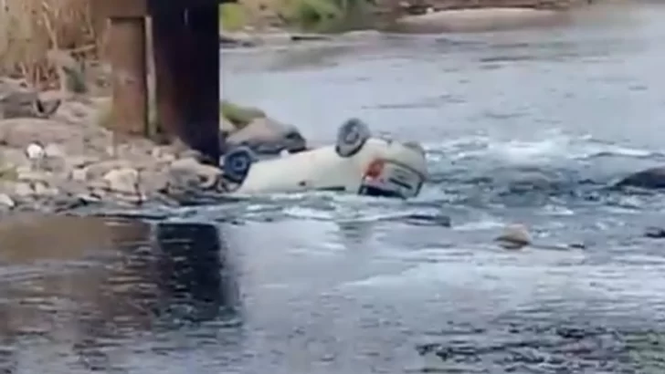 Un auto cayó desde un puente al río Ctalamochita y la conductora contó que su perro la hizo perder el control