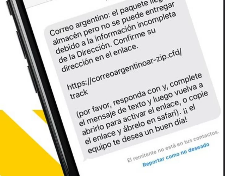 Advierten sobre una estafa digital con supuestos mensajes de Correo Argentino