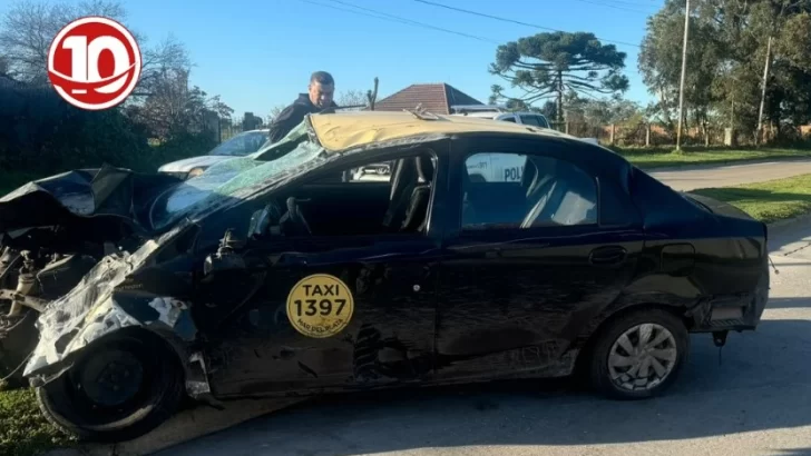 Le robaron al taxi a punta de pistola y se lo volcaron en el camino viejo a Miramar