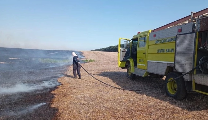 Voraz incendio en un campo a metros de la ruta 88