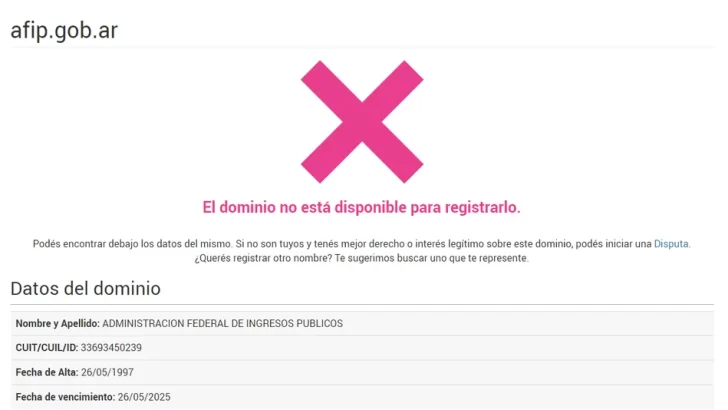 Sin la AFIP, ¿dónde se factura?: el dominio de Internet ARCA.gob.ar no está disponible