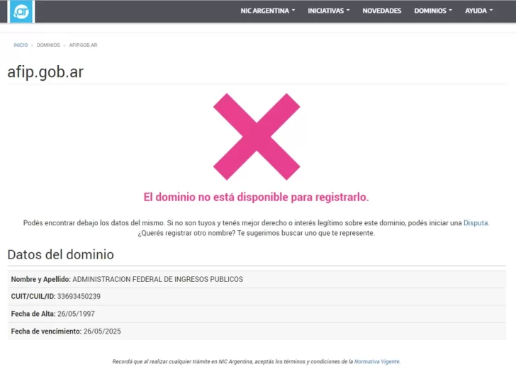 Sin la AFIP, ¿dónde se factura?: el dominio de Internet ARCA.gob.ar no está disponible