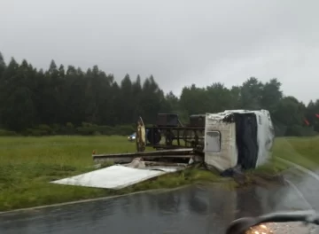 Los fuertes vientos provocaron el vuelco de un camión en ruta 226