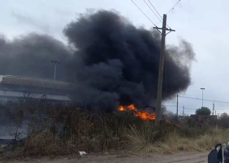 Incendio de pastizales y gomas en Quequén