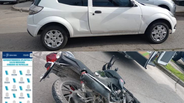 Una mujer herida tras chocar un auto y una moto