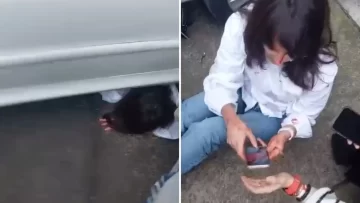 Video: una mujer fue atropellada por su propio auto tras olvidar poner el freno de mano