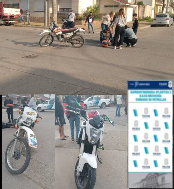 Colisión entre motocicletas en pleno centro de Necochea: un herido