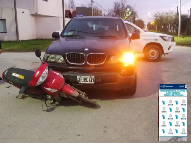 Motociclista hospitalizado tras colisionar con un BMW en Necochea