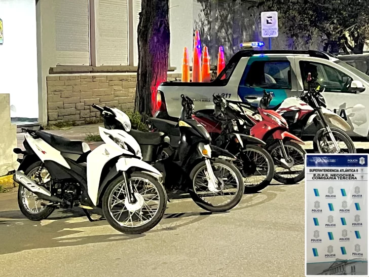 Importante operativo en Necochea: secuestran seis motos con pedido de captura y aprehenden a tres personas