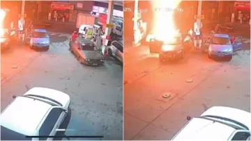 Video: un auto explotó en una estación de servicio y se vivieron momentos de terror