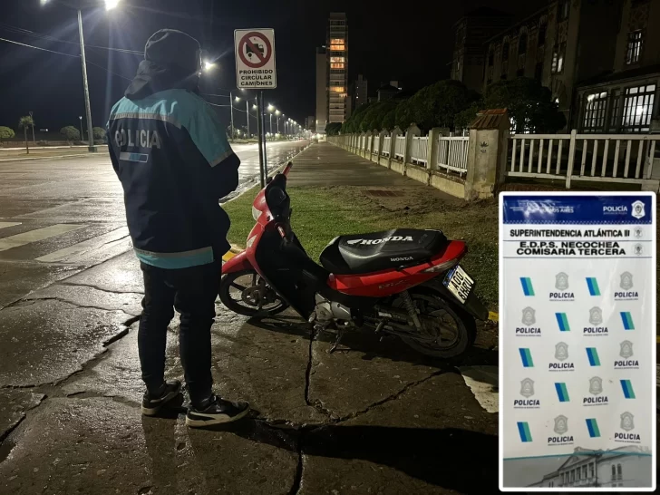 Persecución y recupero: dos menores involucrados en el robo de una moto en Necochea