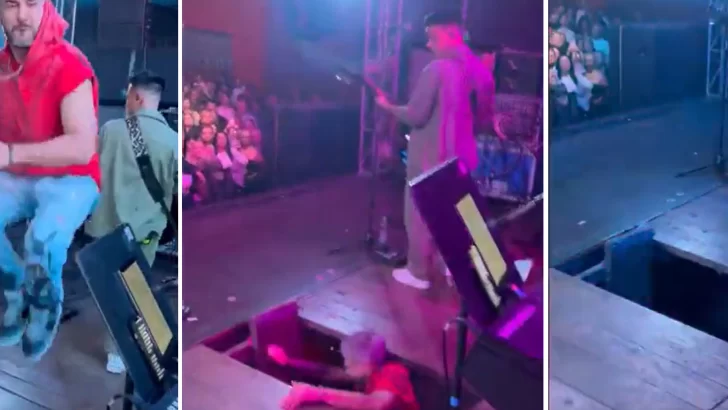 El video del accidente del líder de Dale Q’ Va en pleno show: se rompió el escenario y cayó al vacío