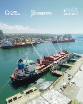 Puerto Quequén inició la semana con envío de cargas a Asia y África