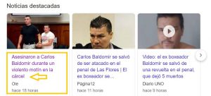 Algunos medios, como el diario deportivo Olé llegó a publicar que Baldomr había sido asesinado