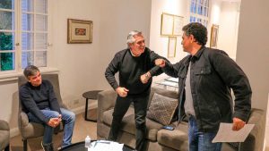 Alberto Fernández, Jorge Macri y Juan Zabaleta durante su encuentro en la quinta de Olivos