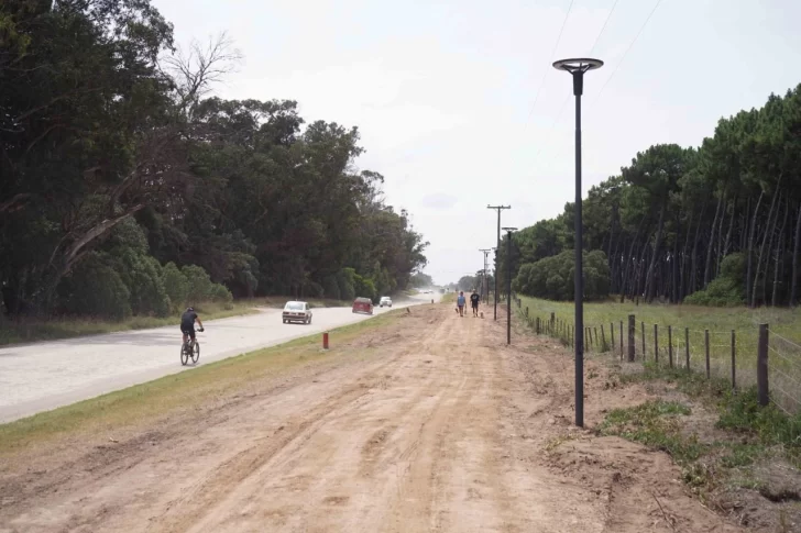 Colocaron nueva luminarias para la senda peatonal de la avenida 10