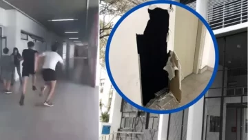Corría con sus compañeros, atravesó una pared y cayó por el hueco del ascensor de una escuela