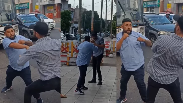 La feroz pelea a piñas entre un colectivero y un automovilista porque le rozó el auto