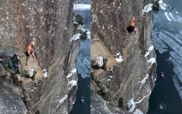 Saltó desde más de 40 metros a un río de agua helada y logró el Récord Guinness